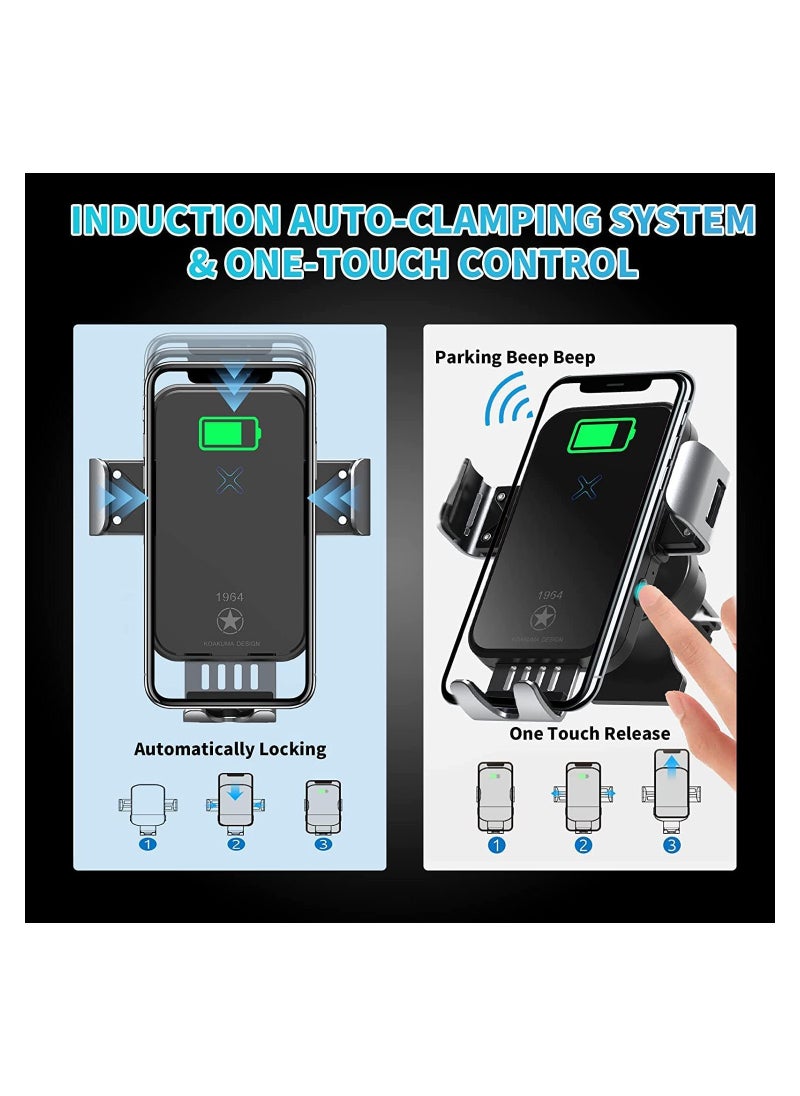 SYOSI - Sahara Pro Smart Wireless Car Charger, Electromagnetic Sense, Qi 15W Professional Quick Charge, Universal Car Phone HolderMount, All Auto Models Compatible, for iPhoneSamsungGoogleXiaomi. - Image 1