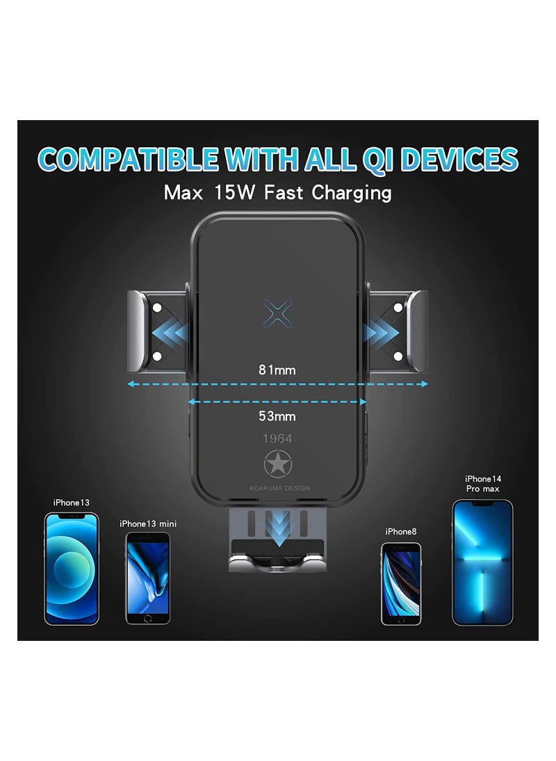 SYOSI - Sahara Pro Smart Wireless Car Charger, Electromagnetic Sense, Qi 15W Professional Quick Charge, Universal Car Phone HolderMount, All Auto Models Compatible, for iPhoneSamsungGoogleXiaomi. - Image 1