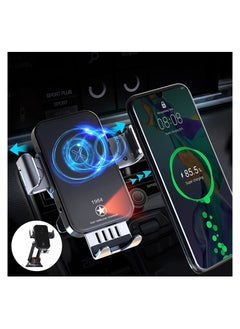 Sahara Pro Smart Wireless Car Charger, Electromagnetic Sense, Qi 15W Professional Quick Charge, Universal Car Phone HolderMount, All Auto Models Compatible, for iPhoneSamsungGoogleXiaomi.