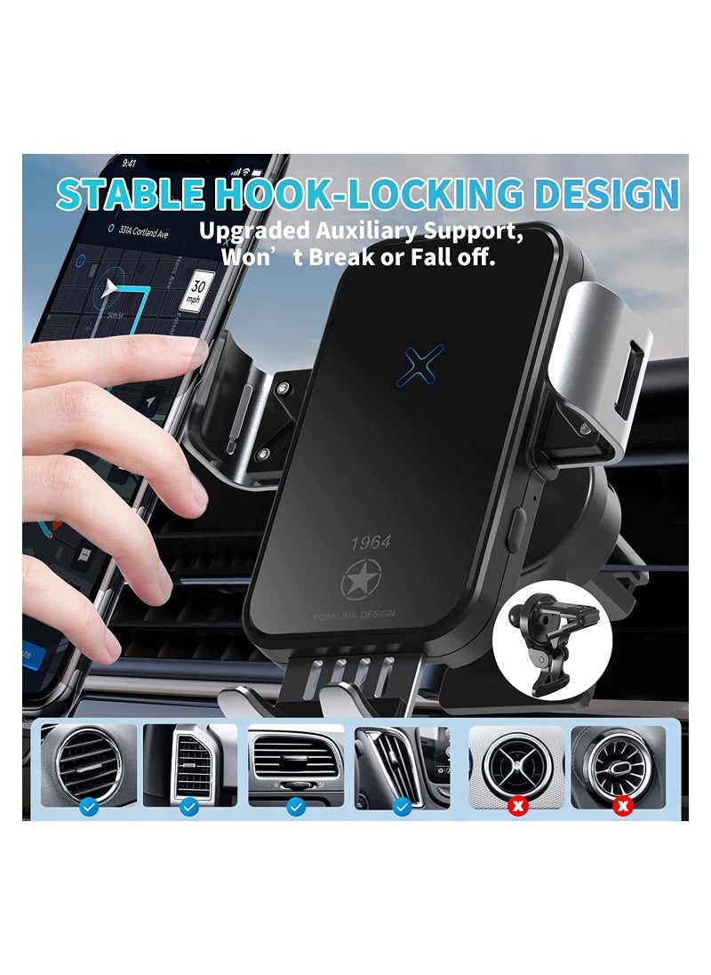 SYOSI - Sahara Pro Smart Wireless Car Charger, Electromagnetic Sense, Qi 15W Professional Quick Charge, Universal Car Phone HolderMount, All Auto Models Compatible, for iPhoneSamsungGoogleXiaomi. - Image 1