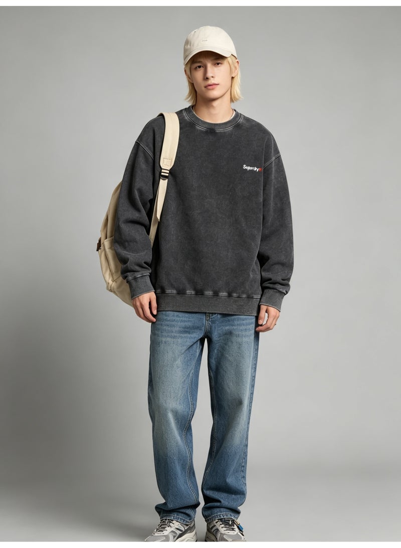 سوبر دراي Superdry men's and women's loose shoulder long-sleeved round neck sweater - Image 5