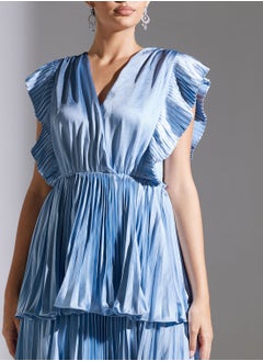 True Decadence Plunge Neck Pleated Tiered Maxi Dress  - Image 3