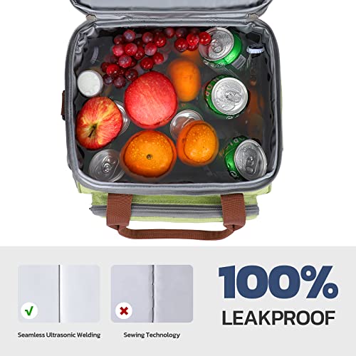 Maelstrom Lunch Bag Women,23L Insulated Lunch Box For Men Women,Expandable Double Deck Lunch Cooler Bag,Lightweight Leakproof Lunch Tote Bag With Side Tissue Pocket,Green - Image 4