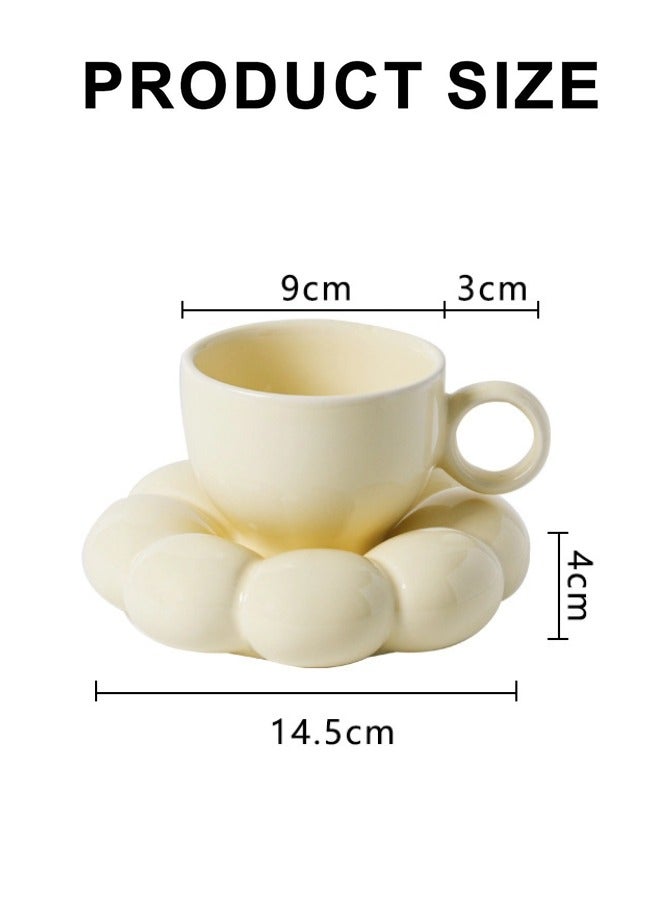 ShebSheb Ceramic Flower Coffee Mug with Saucer,Creative Cloud Coffee Cup,Ceramic Tea Cup Mug for Coffee Milk Tea Latte Yogurt - Image 5