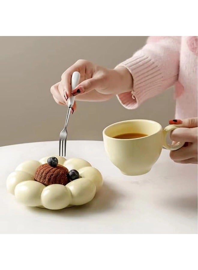 ShebSheb Ceramic Flower Coffee Mug with Saucer,Creative Cloud Coffee Cup,Ceramic Tea Cup Mug for Coffee Milk Tea Latte Yogurt - Image 2