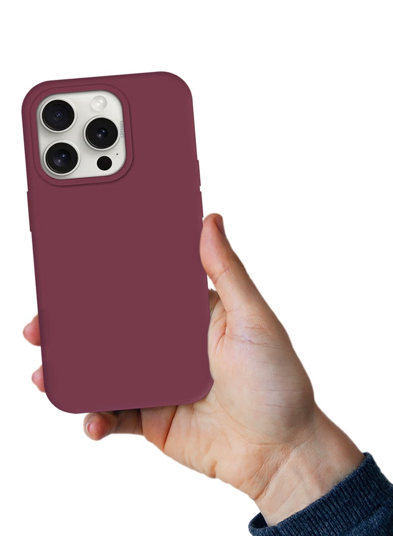 CATANES جراب iPhone 15 Pro مصنوع من السيليكون وغطاء خلفي متين ومضاد للخدش بلون الكرز - Image 3