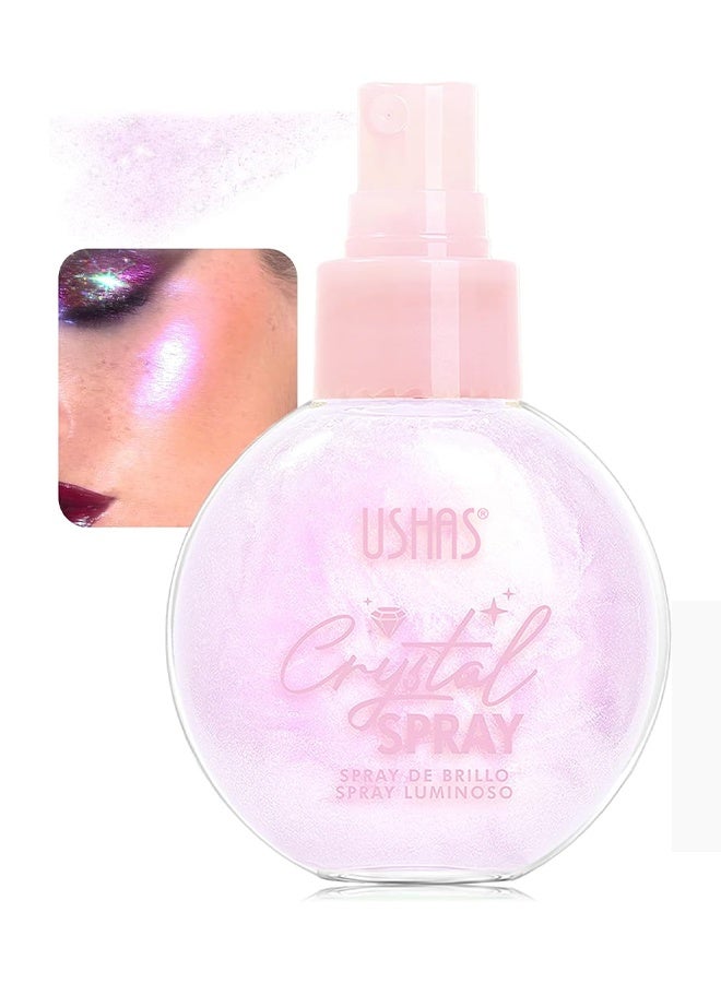 Ushas Crystal Spray,Body Glitter Spray for Hair and Body Shimmer Long Lasting Glitter Hairspray Glow Non-Sticky Sparkling Face Glitter Makeup for Party Rave Clothes Prom Music Festival Accessories, #05 - Image 1