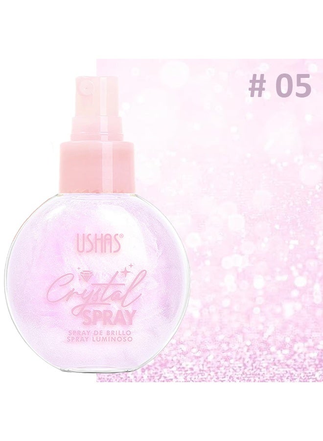 Ushas Crystal Spray,Body Glitter Spray for Hair and Body Shimmer Long Lasting Glitter Hairspray Glow Non-Sticky Sparkling Face Glitter Makeup for Party Rave Clothes Prom Music Festival Accessories, #05 - Image 2