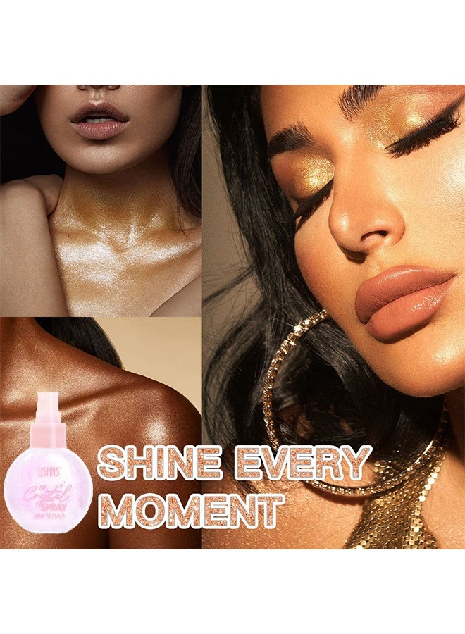 Ushas Crystal Spray,Body Glitter Spray for Hair and Body Shimmer Long Lasting Glitter Hairspray Glow Non-Sticky Sparkling Face Glitter Makeup for Party Rave Clothes Prom Music Festival Accessories, #05 - Image 3