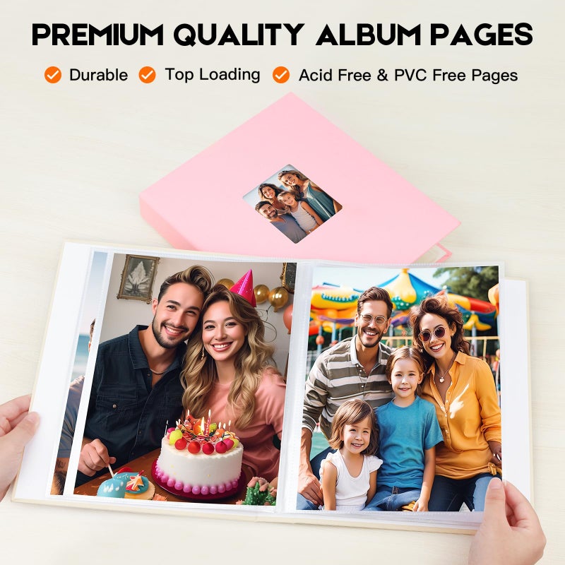 Aevdor Photo Album 8.5x11 يحمل 68 صورًا 8.5x11 ألبوم ألبوم ألبوم غلاف الكتان مع النافذة الأمامية 8.5x11 ألبوم صور لـ 8x11 صور لـ 8.5x11 - Image 4