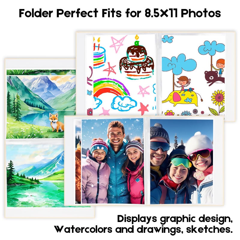 Aevdor Photo Album 8.5x11 يحمل 68 صورًا 8.5x11 ألبوم ألبوم ألبوم غلاف الكتان مع النافذة الأمامية 8.5x11 ألبوم صور لـ 8x11 صور لـ 8.5x11 - Image 2