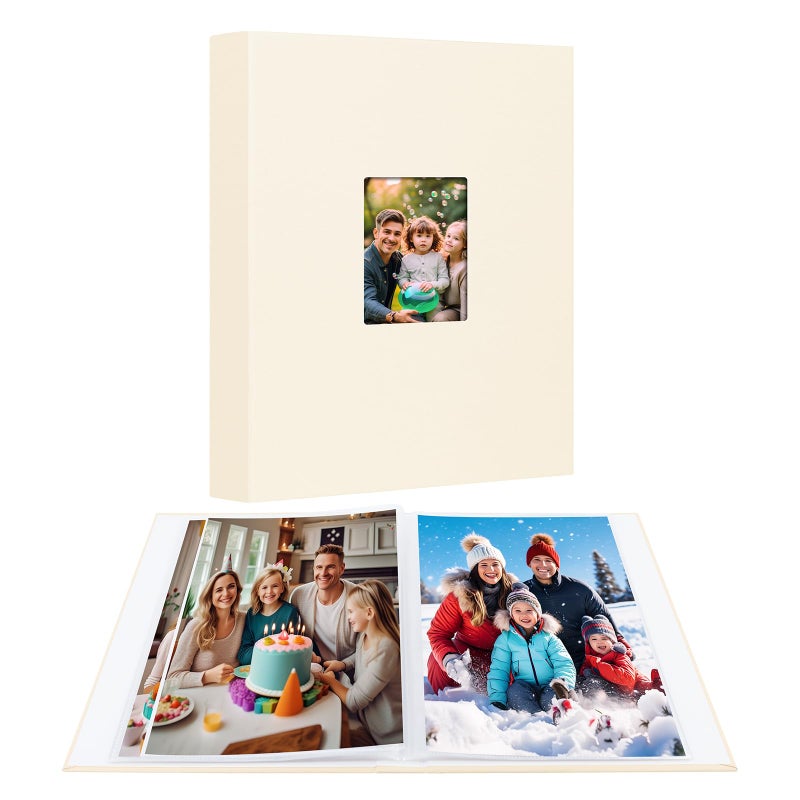 Aevdor Photo Album 8.5x11 يحمل 68 صورًا 8.5x11 ألبوم ألبوم ألبوم غلاف الكتان مع النافذة الأمامية 8.5x11 ألبوم صور لـ 8x11 صور لـ 8.5x11 - Image 1