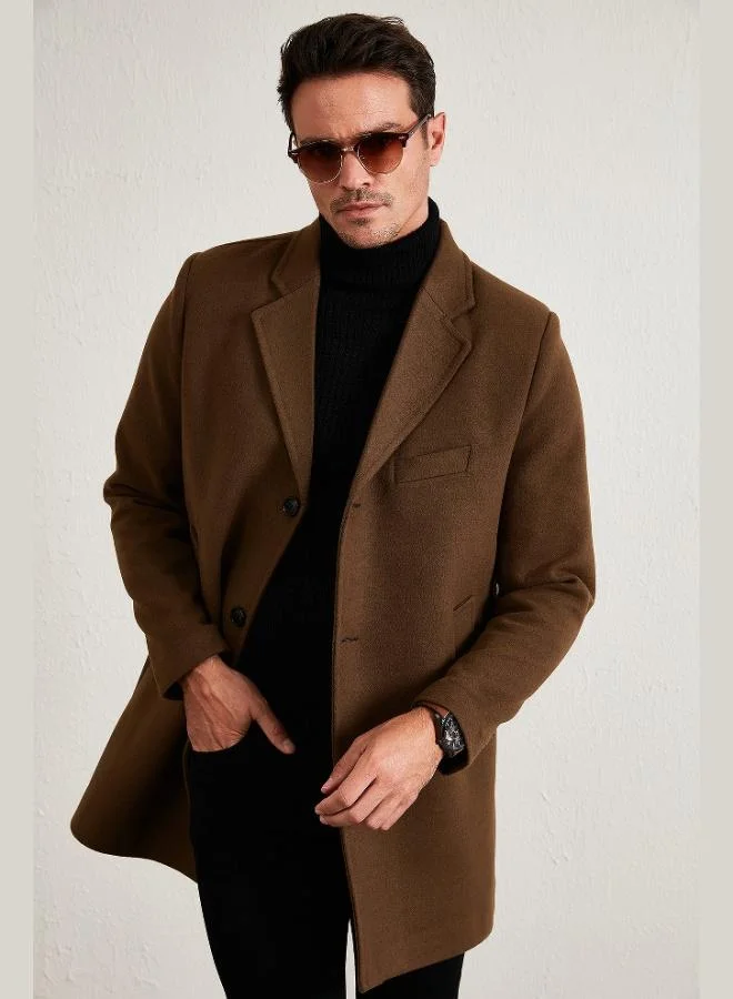Buratti Slim Fit Single Slit Buttoned Mono Collar Cashmere Coat Men's COAT 5840098