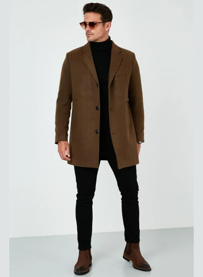 Buratti  Buratti Slim Fit Single Slit Buttoned Mono Collar Cashmere Coat Men's COAT 5840098 for Men | Best Price UAE