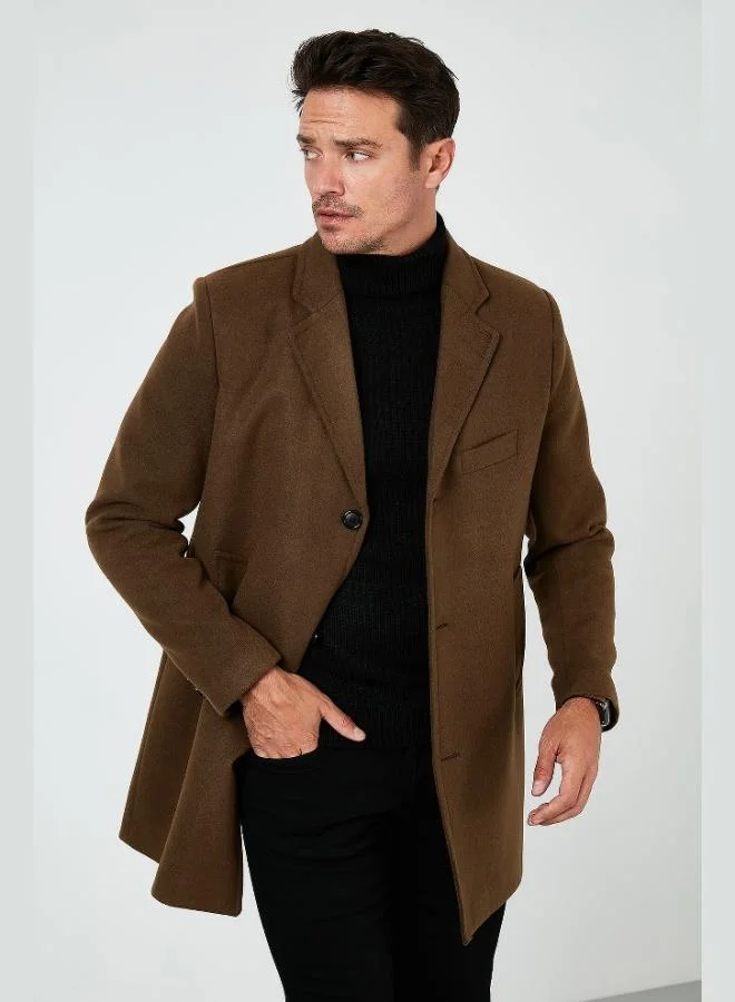 Buratti  Buratti Slim Fit Single Slit Buttoned Mono Collar Cashmere Coat Men's COAT 5840098 for Men | Best Price UAE
