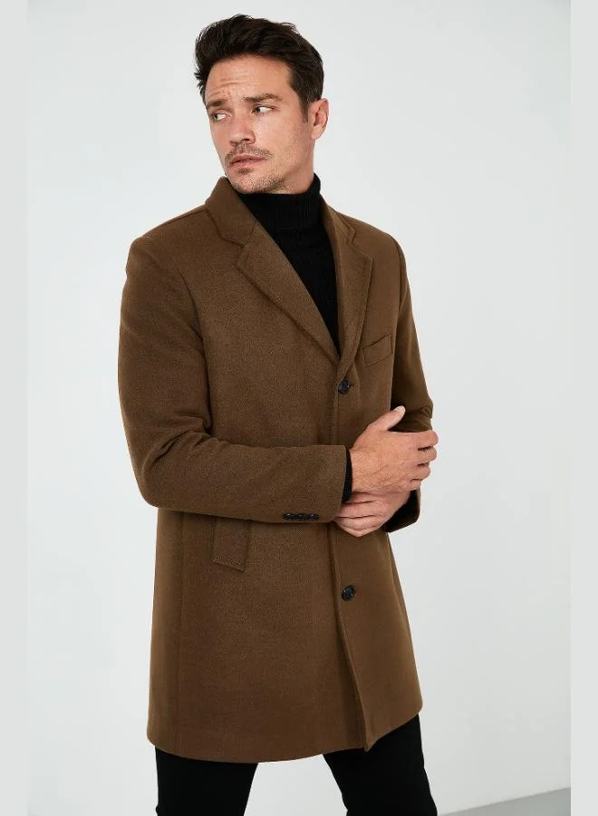 Buratti  Buratti Slim Fit Single Slit Buttoned Mono Collar Cashmere Coat Men's COAT 5840098 for Men | Best Price UAE