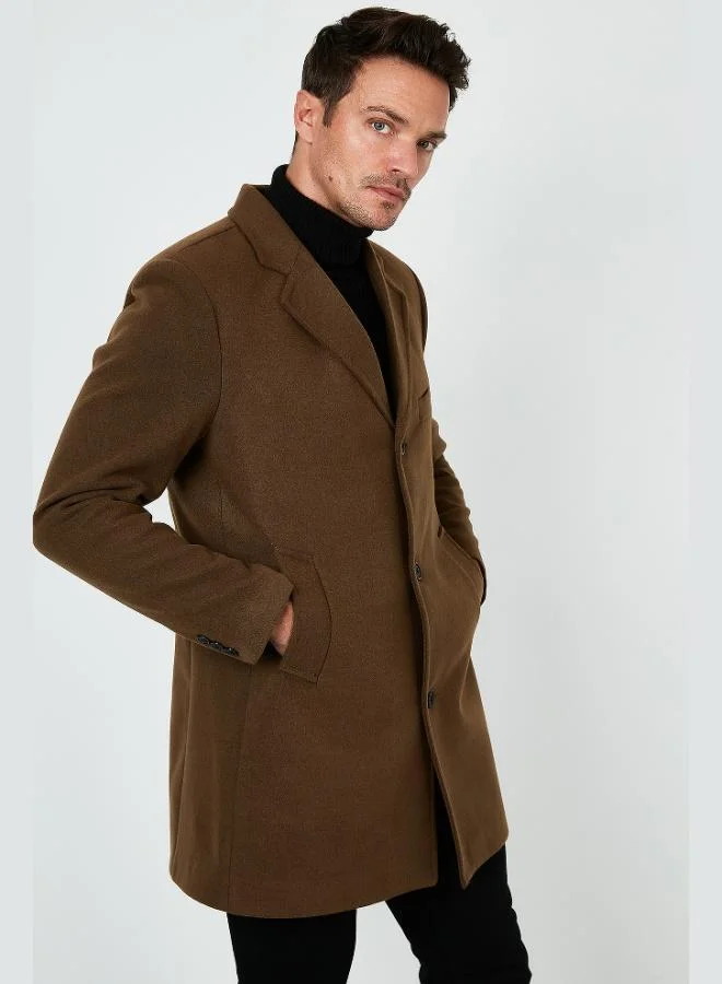 Buratti  Buratti Slim Fit Single Slit Buttoned Mono Collar Cashmere Coat Men's COAT 5840098 for Men | Best Price UAE