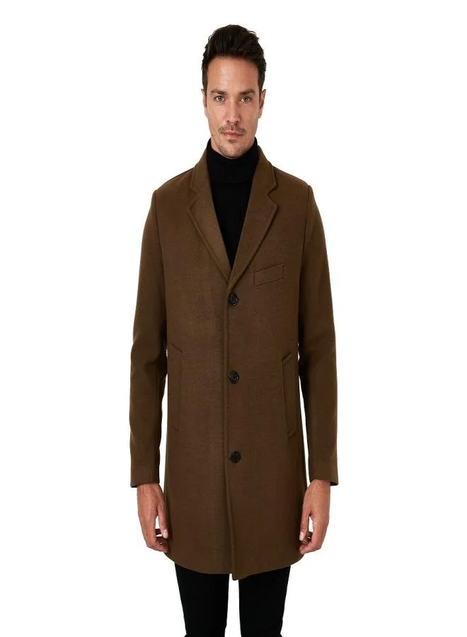 Buratti  Buratti Slim Fit Single Slit Buttoned Mono Collar Cashmere Coat Men's COAT 5840098 for Men | Best Price UAE