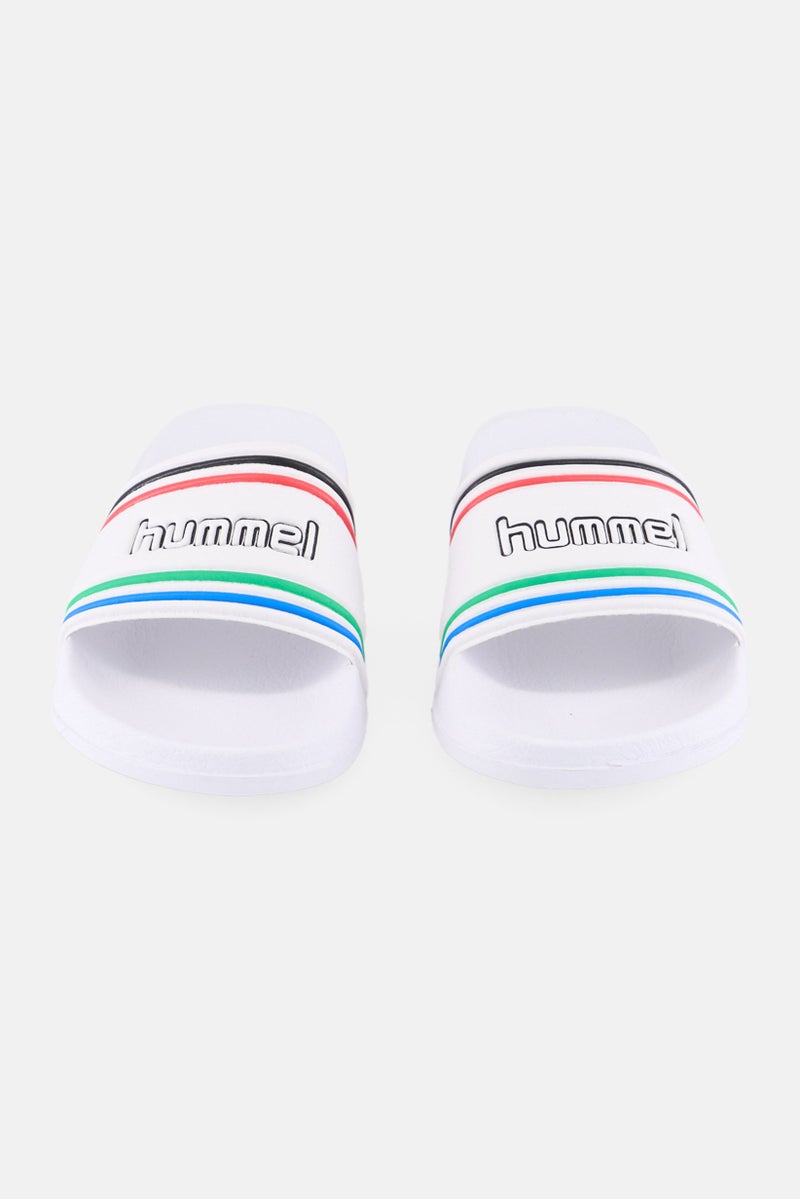 Hummel Kids Boy Slip On Retro Pool Slides, White - Image 2