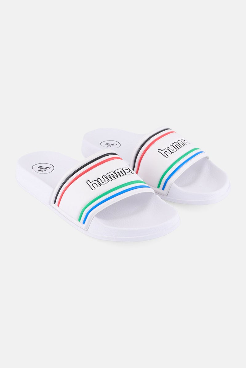 Hummel Kids Boy Slip On Retro Pool Slides, White - Image 1