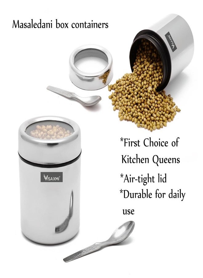 VISAXMI® Masala Box for Kitchen | Spice Box Stainless Steel | Masala Dabba Steel | Spice Container | Spice Organizer With See Through lid | Masala Dani for Kicthen 175ml Each (Silver) - Image 4