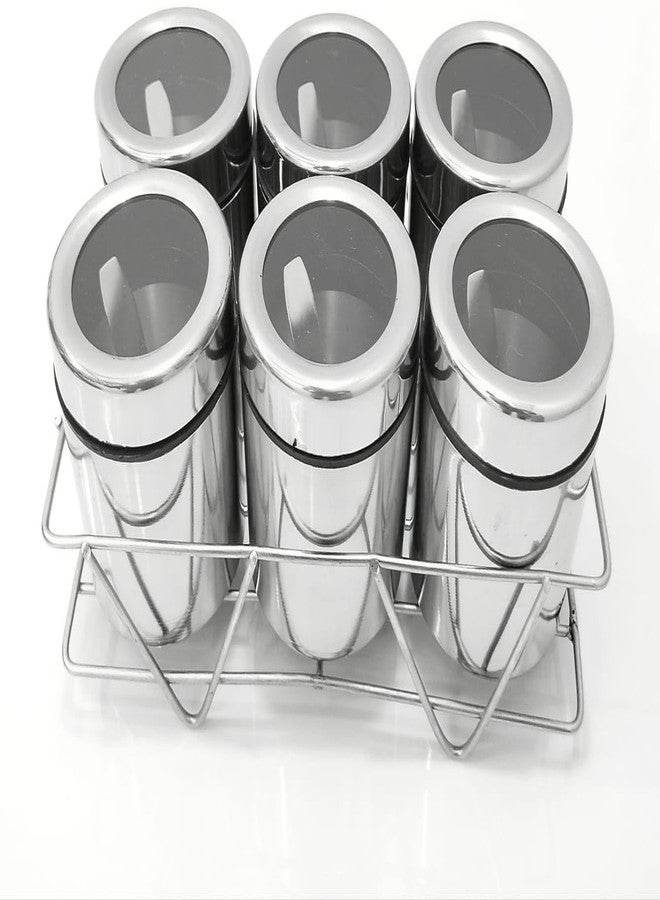 VISAXMI® Masala Box for Kitchen | Spice Box Stainless Steel | Masala Dabba Steel | Spice Container | Spice Organizer With See Through lid | Masala Dani for Kicthen 175ml Each (Silver) - Image 1