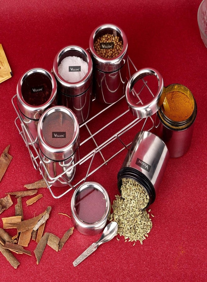 VISAXMI® Masala Box for Kitchen | Spice Box Stainless Steel | Masala Dabba Steel | Spice Container | Spice Organizer With See Through lid | Masala Dani for Kicthen 175ml Each (Silver) - Image 3