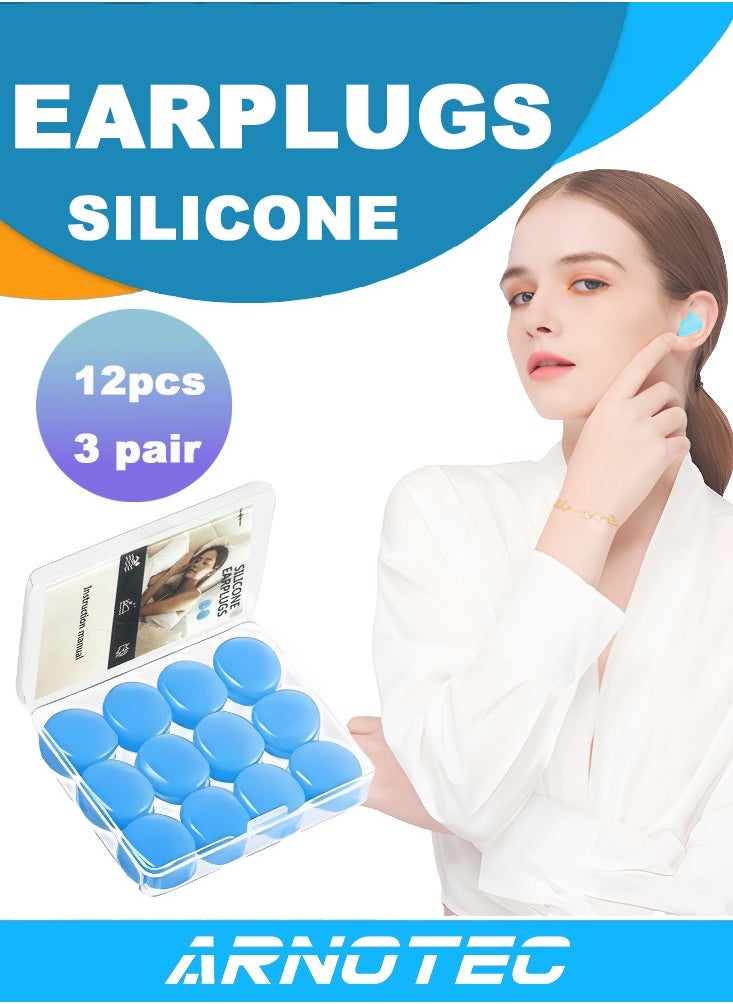 ARNOTEC 3 Pairs Reusable Ultra Soft Silicone Earplugs for Sleep, 27dB SNR Waterproof Noise Cancelling, Earplugs for Sleeping, Shooting Range, Swimming, Snoring, Airplanes, Work and Study.  - Image 1
