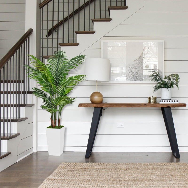 ASTIDY Artificial Palm Tree 5FT - Fake Tree with White Tall Planter - Faux Tropical Areca Floor Plant in Pot - Artificial Silk Plant for Home Office Living Room Decor Indoor - Image 3