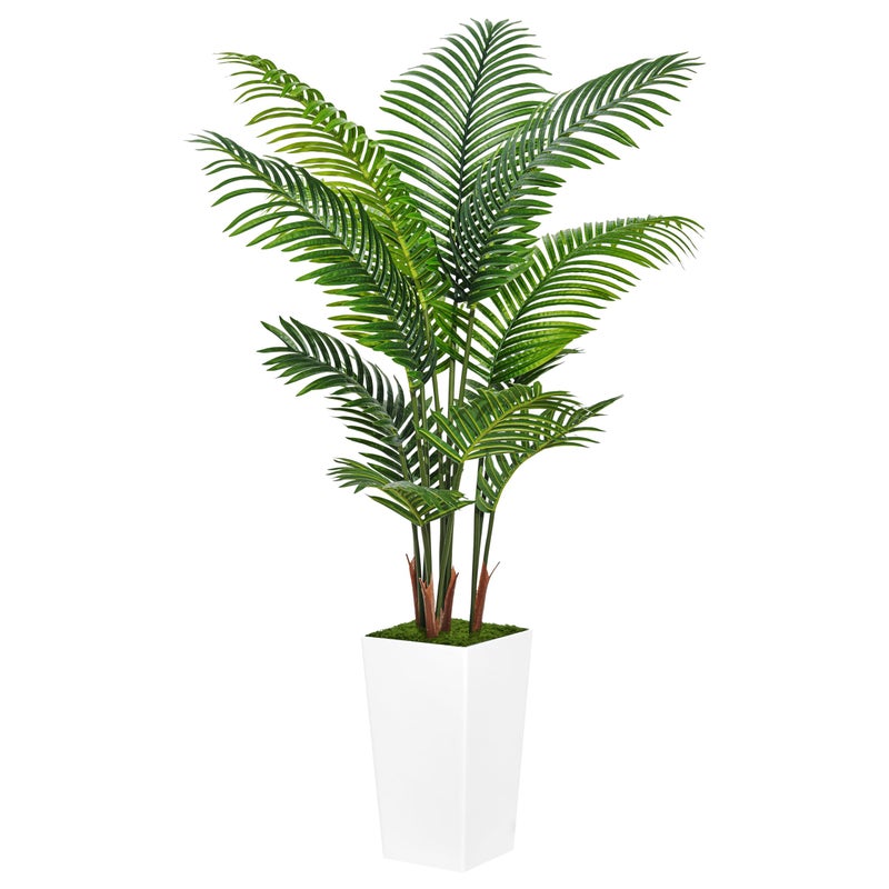 ASTIDY Artificial Palm Tree 5FT - Fake Tree with White Tall Planter - Faux Tropical Areca Floor Plant in Pot - Artificial Silk Plant for Home Office Living Room Decor Indoor - Image 1