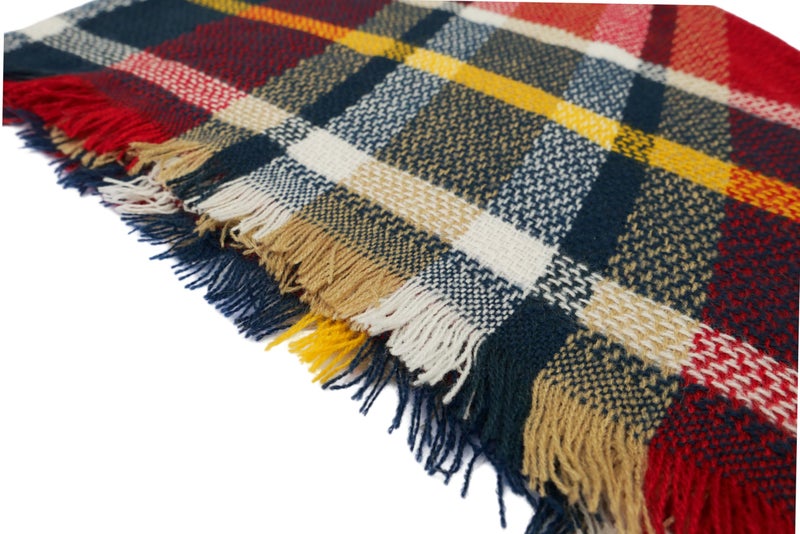 Wander Agio Womens Warm Scarf Triangle Shawls Large Scarves Stripe Plaid Fichu Big Wine Red 25 - Image 4