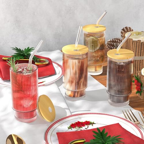 SYANKA Stackable Glass Sipper with Wooden Lid and Straw Pack of 2, 300 ML - Coffee Mug with Lid, Use as a Travel Mug, Mason Jar, Can Sipper, Juice Cup. Ideal for Coffee, Green Tea, Iced Tea - Image 4