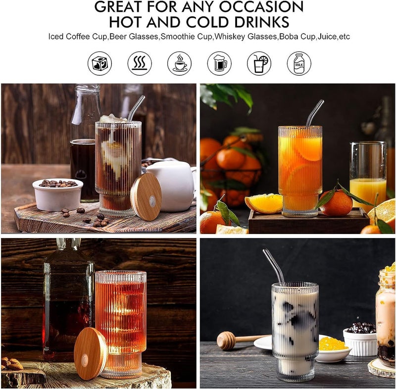 SYANKA Stackable Glass Sipper with Wooden Lid and Straw Pack of 2, 300 ML - Coffee Mug with Lid, Use as a Travel Mug, Mason Jar, Can Sipper, Juice Cup. Ideal for Coffee, Green Tea, Iced Tea - Image 5