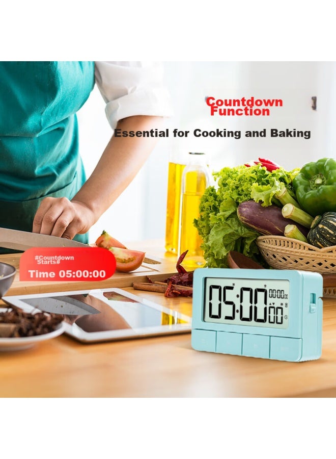 Deli Multifunctional Alarm Clock Timer, Student Defense Exam, Kitchen Cooking Time Management, Green, 8841 - Image 4