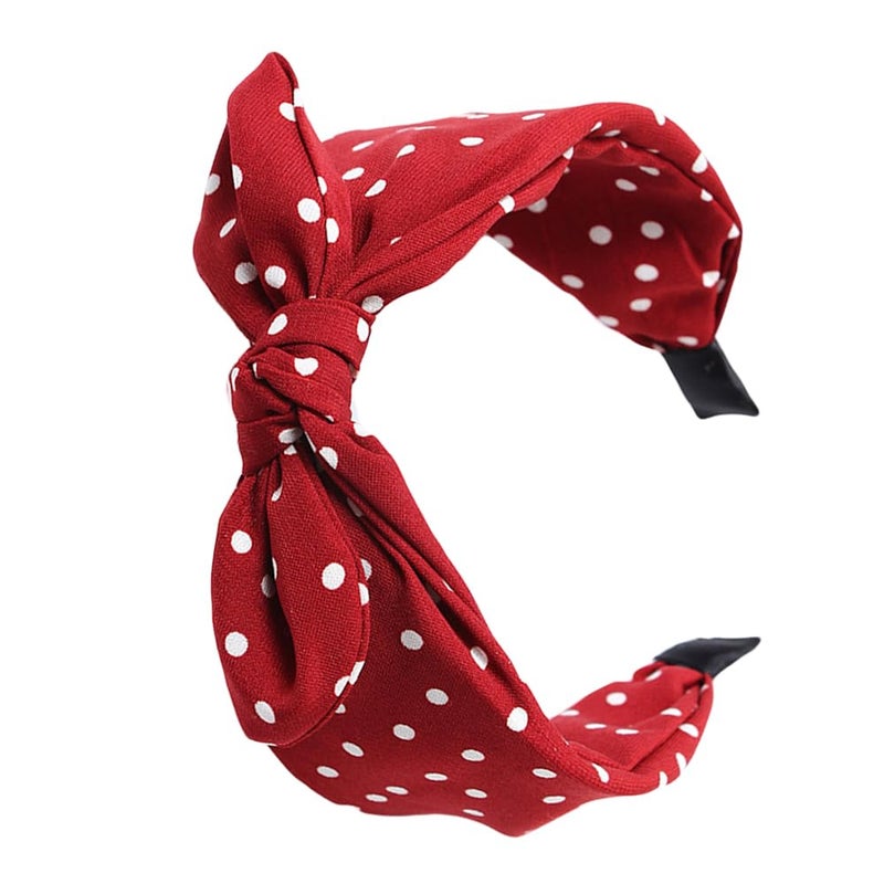 Qunson Womens Red Polka Dot PinUp Bow on Headband Hair Band b