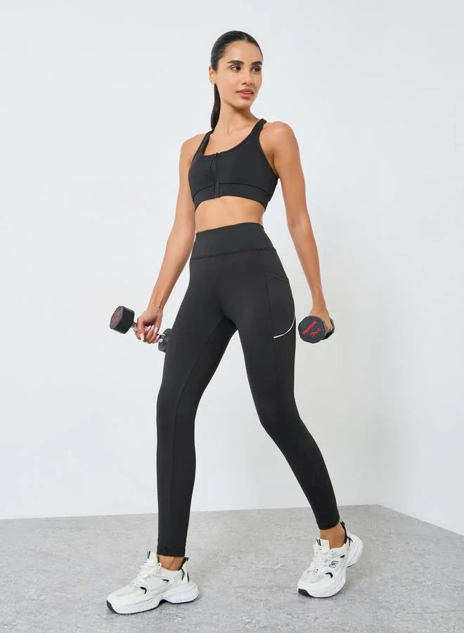 Styli Active Women Back Reflective Black Leggings