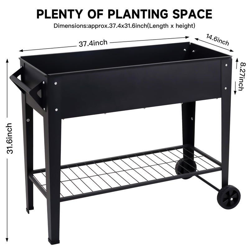 LEETOLLA Elevate 32" Tall Raised Garden Bed Outdoor with Wheels & Shelf for Mobility, 400LBS Capacity, Anti-Rust Steel Planter Box for Vegetables/Herbs, Patio-Balcony-Backyard - Image 4