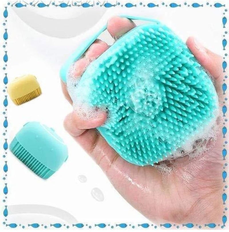 FLOPRO Silicone Bath Brush with Detachable Scrubber, Teal - Image 2