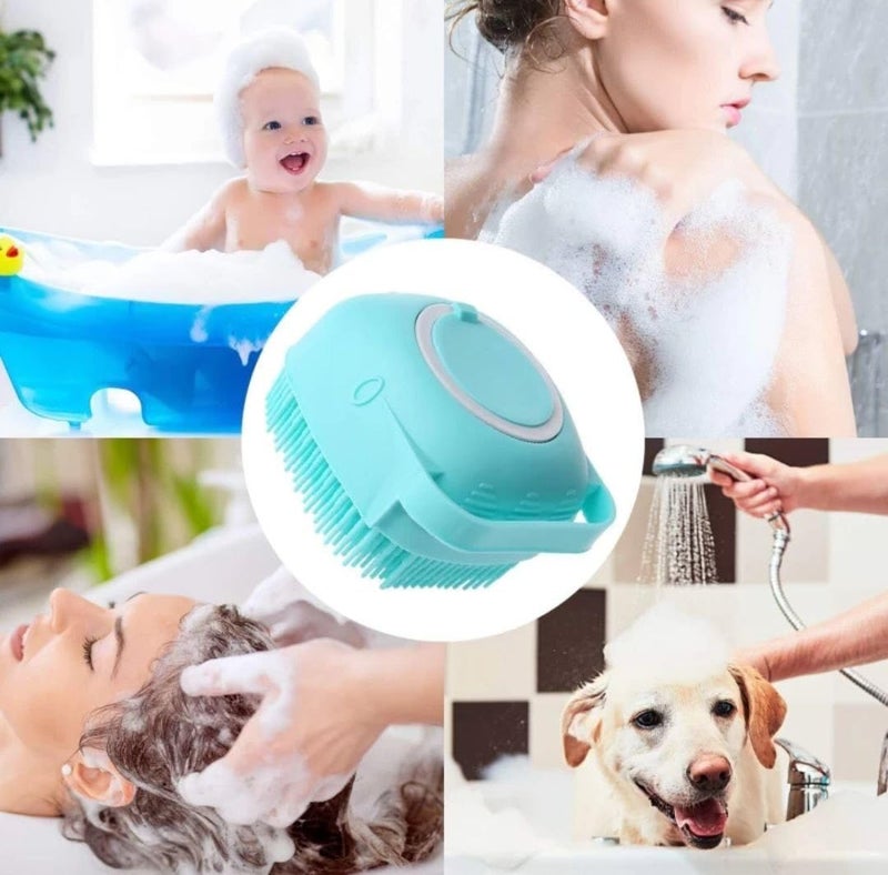 FLOPRO Silicone Bath Brush with Detachable Scrubber, Teal - Image 3