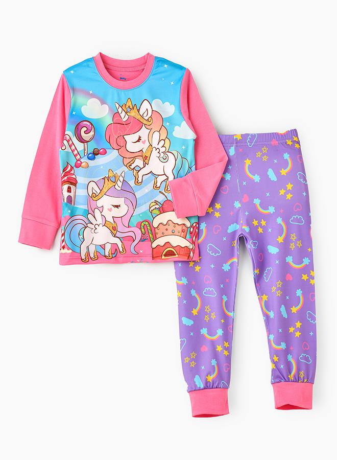 babyqlo Unicorn Candyland Glow-in-the-Dark Pajama Set for Girls - Image 1