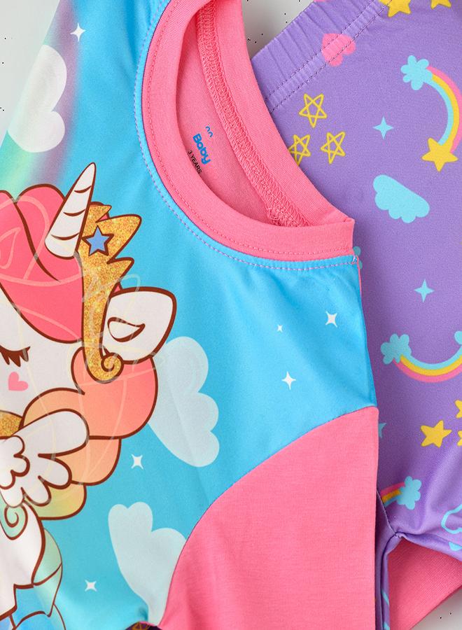 babyqlo Unicorn Candyland Glow-in-the-Dark Pajama Set for Girls - Image 5