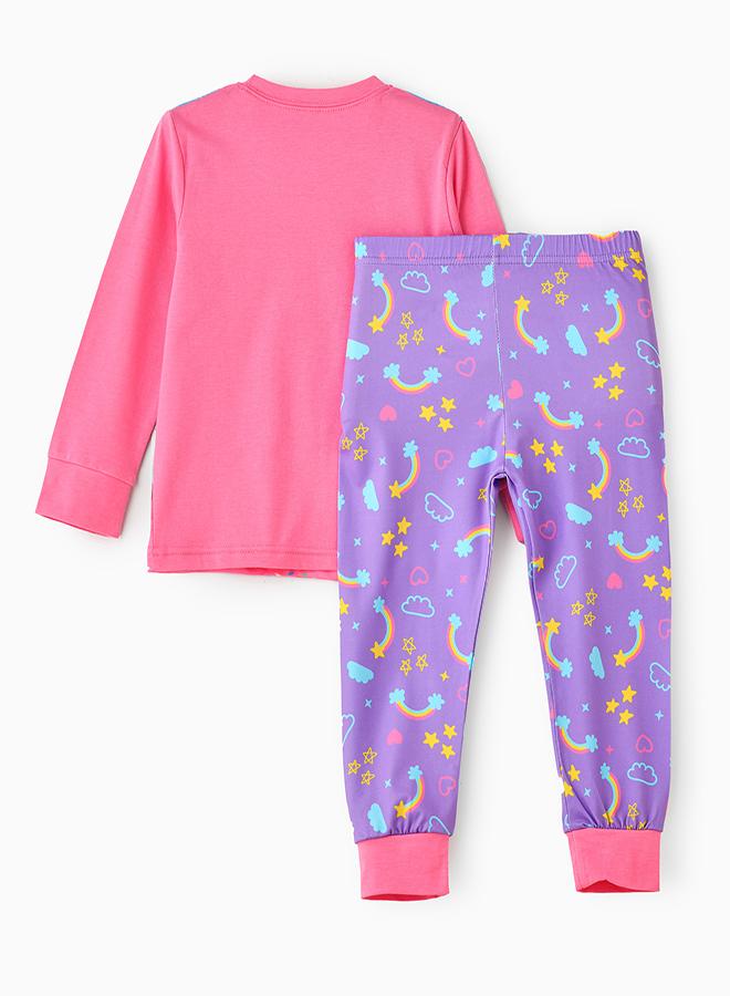 babyqlo Unicorn Candyland Glow-in-the-Dark Pajama Set for Girls - Image 2