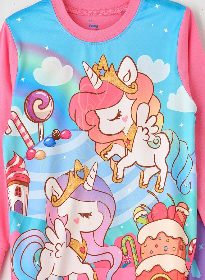 babyqlo Unicorn Candyland Glow-in-the-Dark Pajama Set for Girls - Image 4