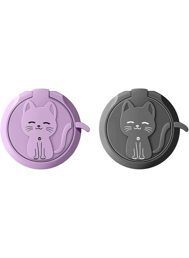 S-TOP 360 Rotation Metal Ultra-Thin Cute Cat Cell Phone Ring Buckle Stand Holder Finger Grip 2pcs - Image 1