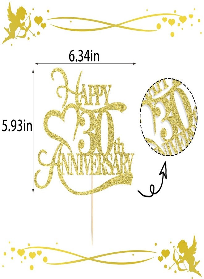 Yetxel Gold Glitter 30th Anniversary Cake Topper - 30 Wedding Anniversary Party Decoration Ideas, 30th Anniversary Party / 30th Birthday Party Decorations - Image 4