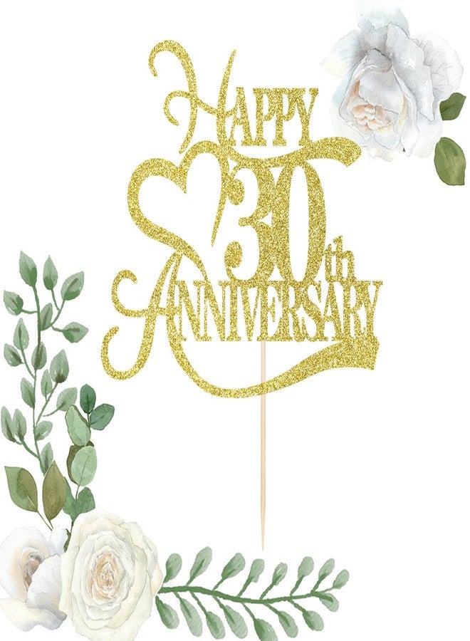 Yetxel Gold Glitter 30th Anniversary Cake Topper - 30 Wedding Anniversary Party Decoration Ideas, 30th Anniversary Party / 30th Birthday Party Decorations - Image 3