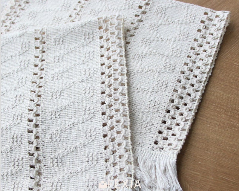 FEXIA Boho Placemats Set of 6, Macrame Table Decor and Farmhouse Style Placemats Natural Cotton Burlap, for Dining Table Kitchen - Image 3