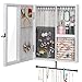 Keebofly Wall Mounted Jewelry Organizer With Rustic Wood Large Space Jewelry Cabinet Holder for Necklaces, Earrings, - Image 2