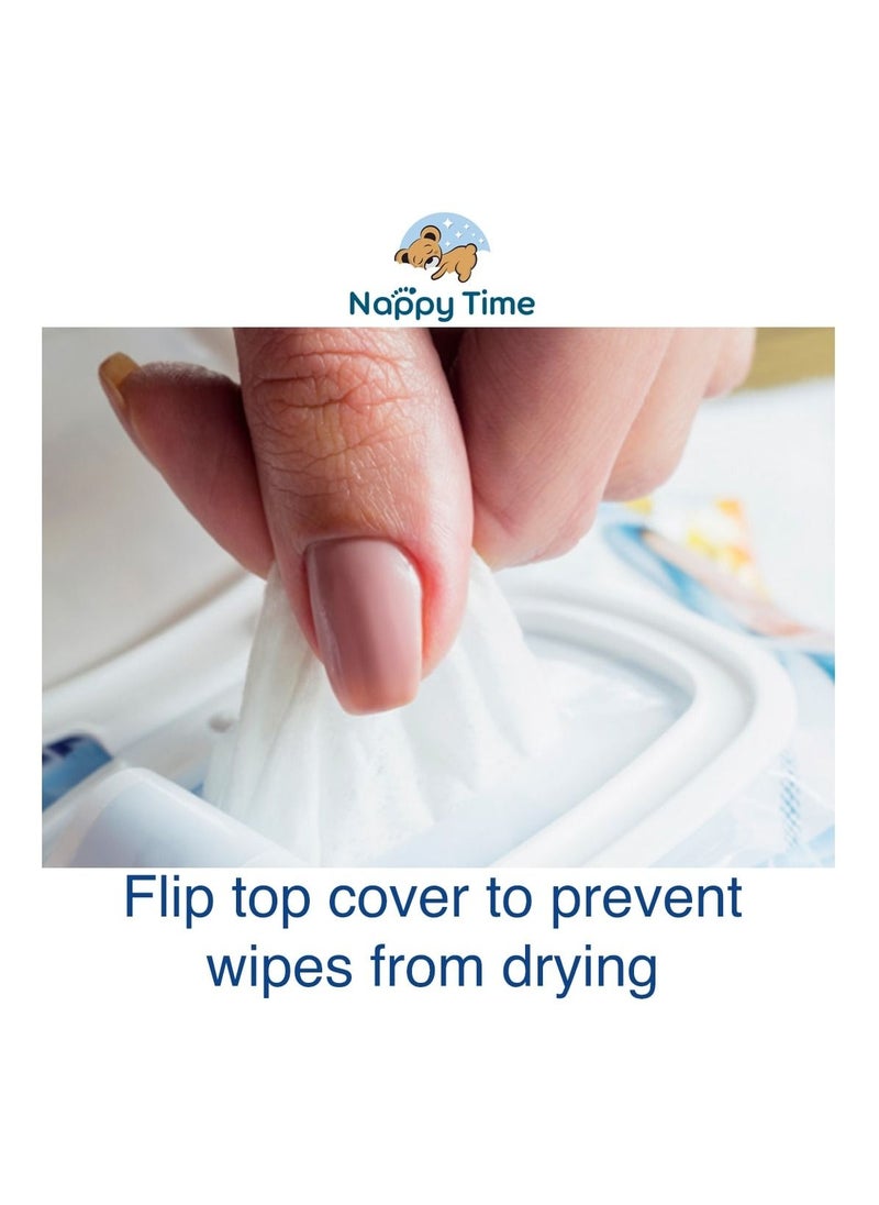 Nappy time - Nappy Time Baby Wipes 99.9% pure water with Chamomile extract; fragrance, alcohol, and paraben free baby wipes, safe for newborn skin, 60 Wipes - Image 1