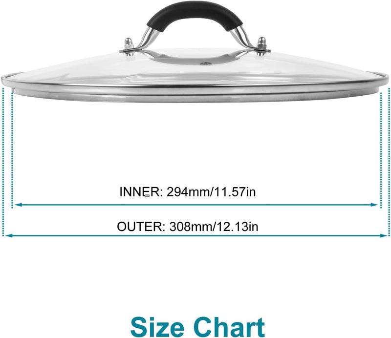 Allwin 12 Inch Pan Lid - Glass Lid with Stainless Steel Handle for Frying Pan and Pots (12" Lid) - Image 2
